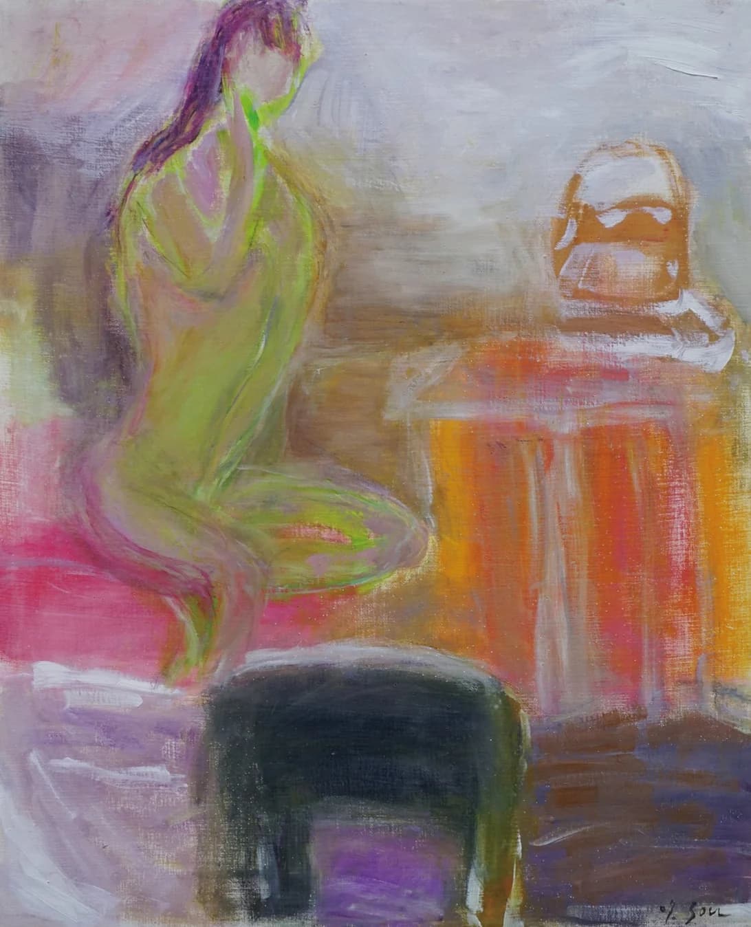 염소 모는 여자 — Oil on canvas